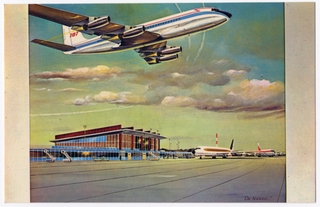 Image: postcard: Warwick Municipal Airport, Boeing 707
