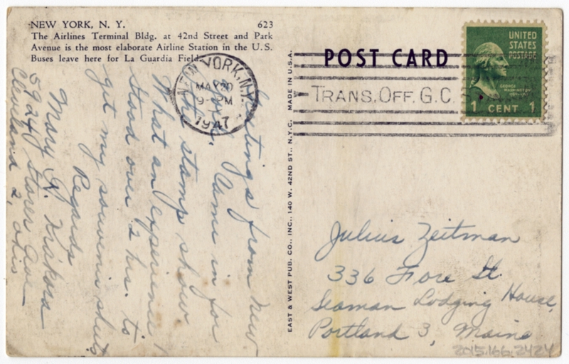 Images postcard Airlines Terminal Building, New York City SFO Museum