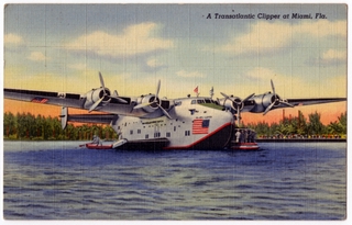 Image: postcard: International Air Terminal (Miami), Pan American Airways, Boeing 314