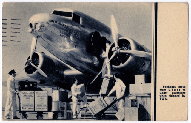 Postcard: TWA, Douglas DC-3