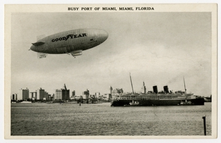 Image: postcard: Goodyear Zeppelin, Port of Miami