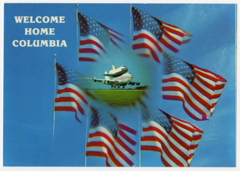 Image: postcard: Space Shuttle Columbia, Boeing 747