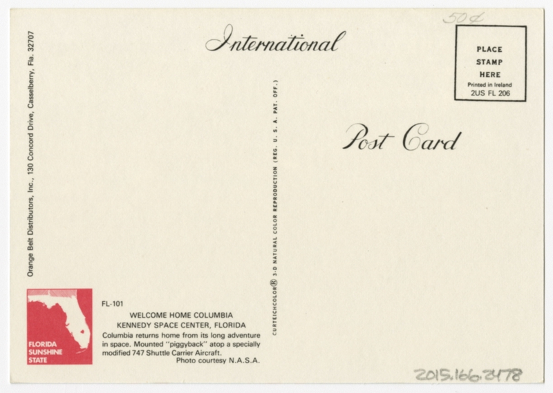 Image: postcard: Space Shuttle Columbia, Boeing 747