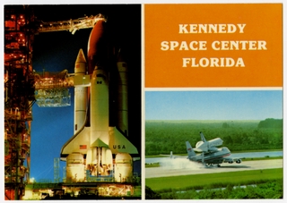 Image: postcard: Space Shuttle, Boeing 747, Kennedy Space Center