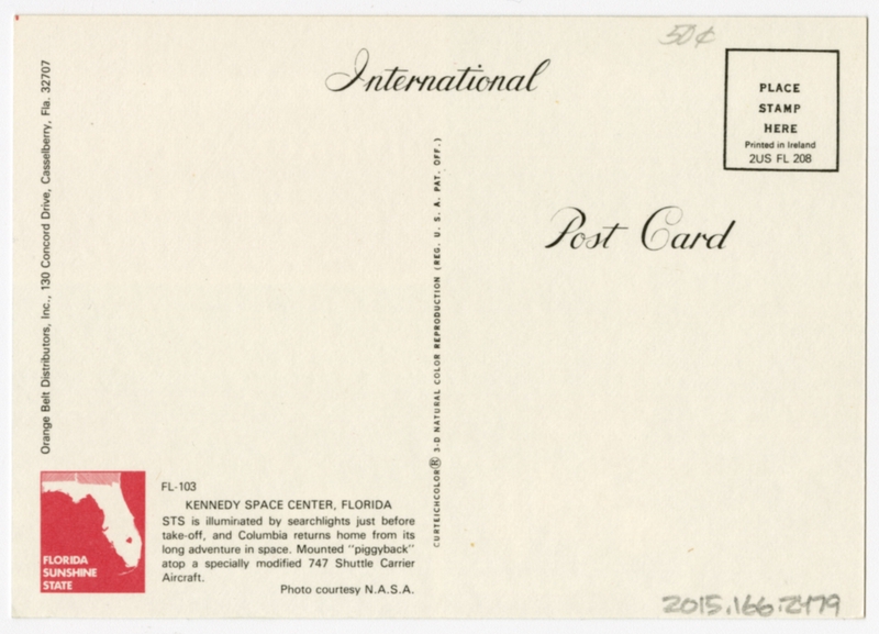 Image: postcard: Space Shuttle, Boeing 747, Kennedy Space Center