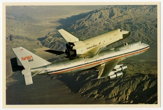 Image: postcard: Space Shuttle Enterprise, Boeing 747, NASA