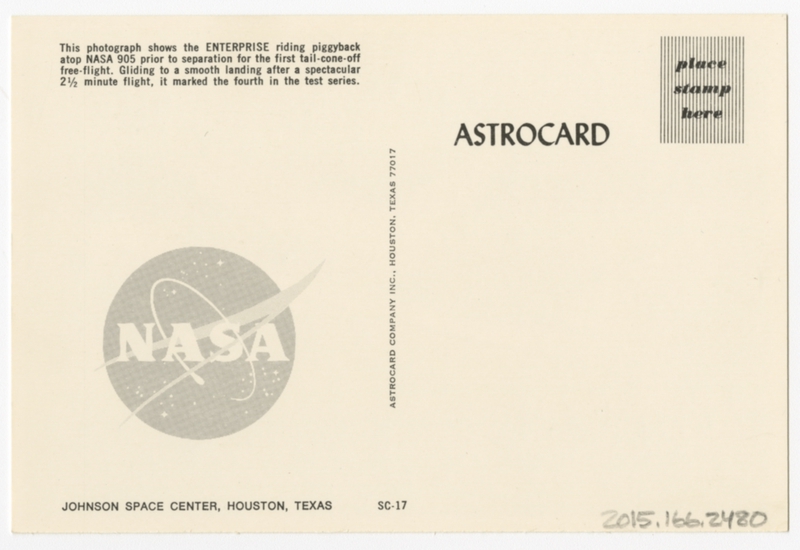 Image: postcard: Space Shuttle Enterprise, Boeing 747, NASA