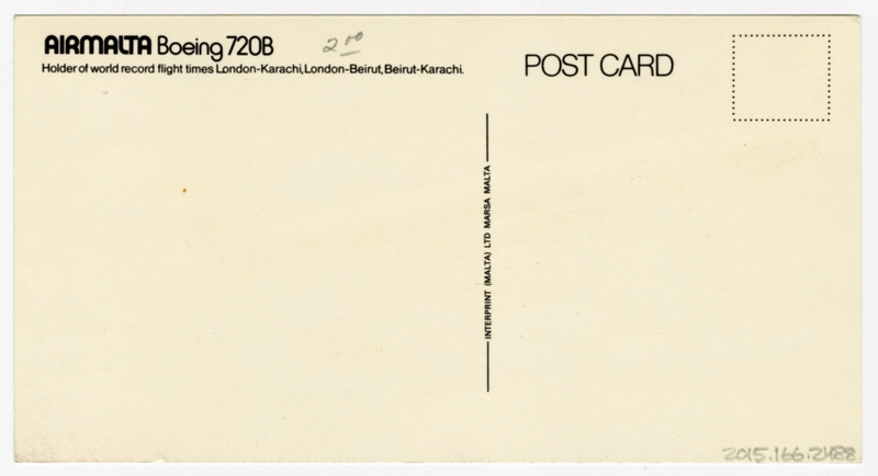 Image: postcard: Air Malta, Boeing 720B