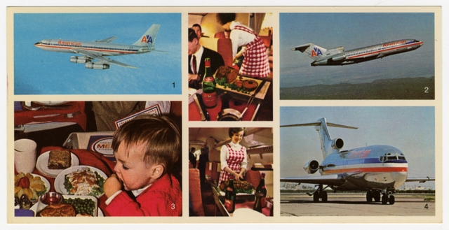 Postcard: American Airlines, Boeing 707, Boeing 727