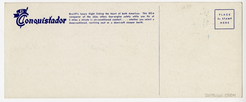 Image: postcard: Braniff International Airways, Douglas DC-6