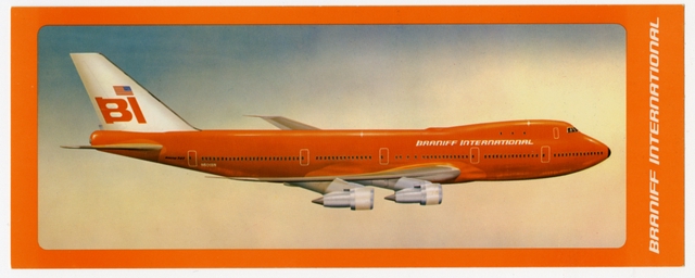 Postcard: Braniff International, Boeing 747