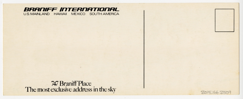 Image: postcard: Braniff International, Boeing 747