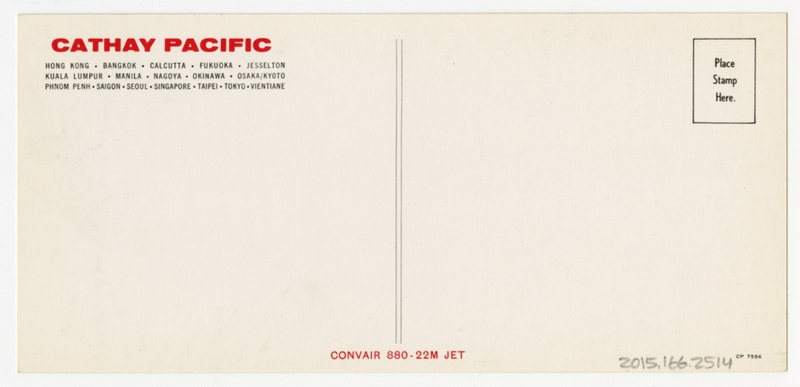 Image: postcard: Cathay Pacific Airways, Convair 880-22M