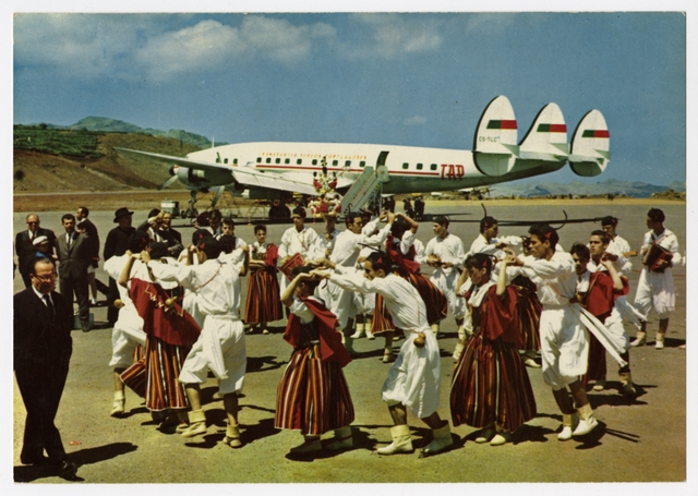 Postcard: TAP Air Portugal, Lockheed Constellation, Madeira Funchal Airport