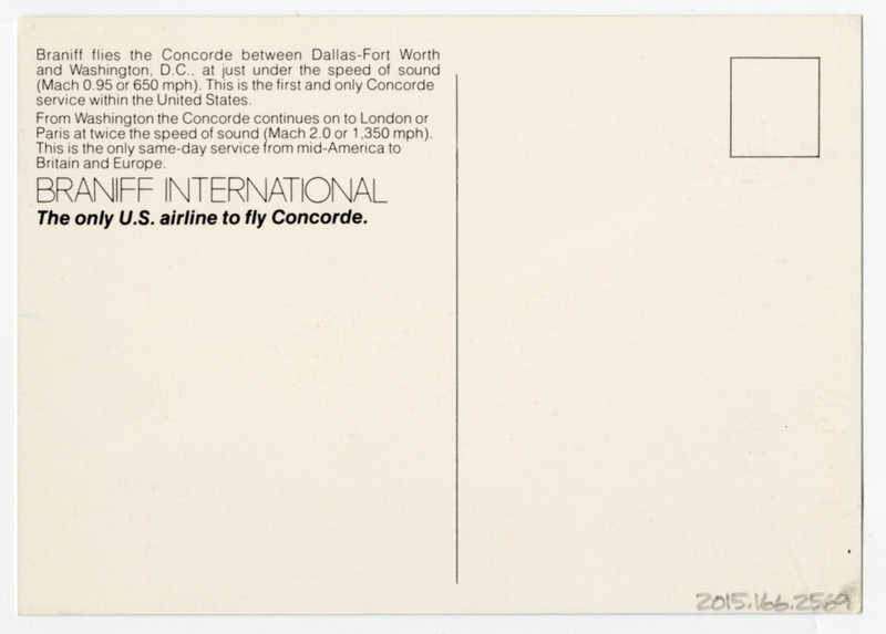 Image: postcard: Braniff International, Concorde
