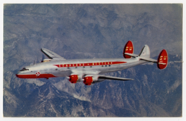 Postcard: Seaboard & Western Airlines, Lockheed Constellation