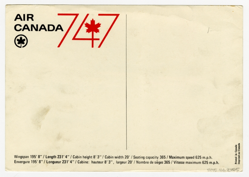 Image: postcard: Air Canada, Boeing 747