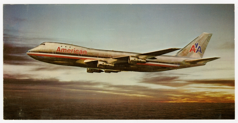 Image: postcard: American Airlines, Boeing 747