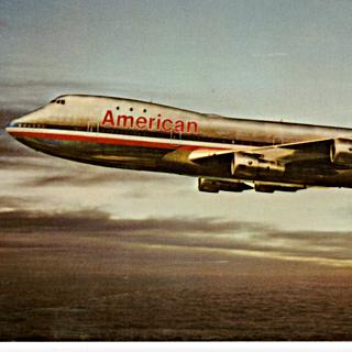 Image: postcard: American Airlines, Boeing 747