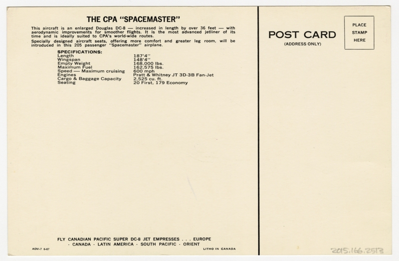 Image: postcard: Canadian Pacific Air Lines, Douglas DC-8