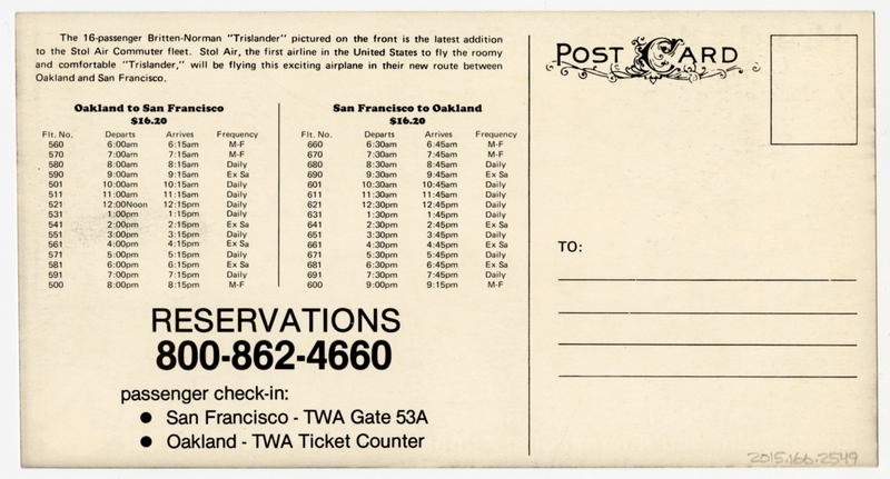 Image: postcard: Stol Air Commuter, Britten-Norman “Trislander”