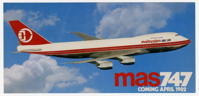 Postcard: Malaysian Airline System (MAS), Boeing 747