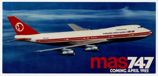 Image: postcard: Malaysian Airline System (MAS), Boeing 747