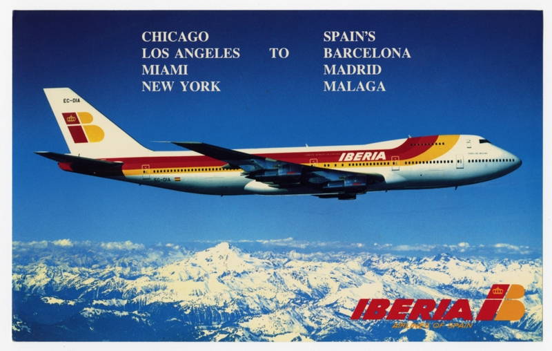 Image: postcard: Iberia, Boeing 747