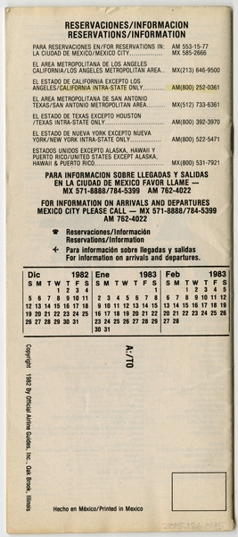 Image: timetable: AeroMéxico, Mexicana