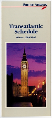 Timetable: British Airways, winter transatlantic service