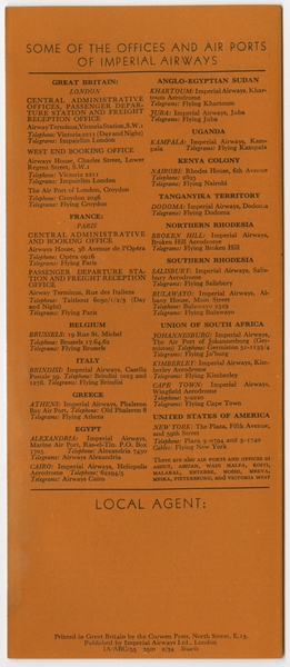 Image: timetable: Imperial Airways, Africa
