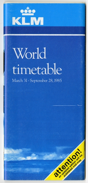 Image: timetable: KLM (Royal Dutch Airlines)
