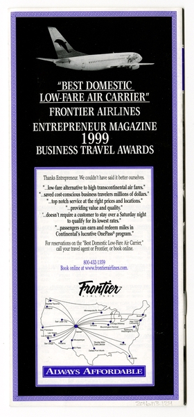 Image: timetable: Frontier Airlines