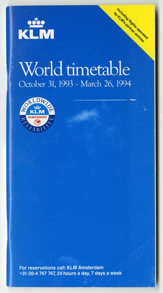 Image: timetable: KLM (Royal Dutch Airlines)