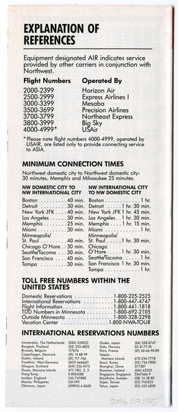 Image: timetable: Northwest Airlines