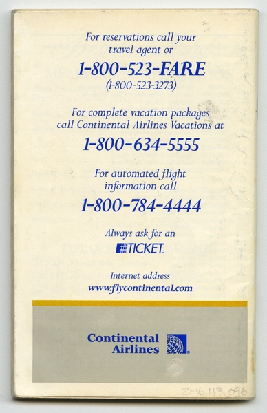 Image: system timetable: Continental Airlines