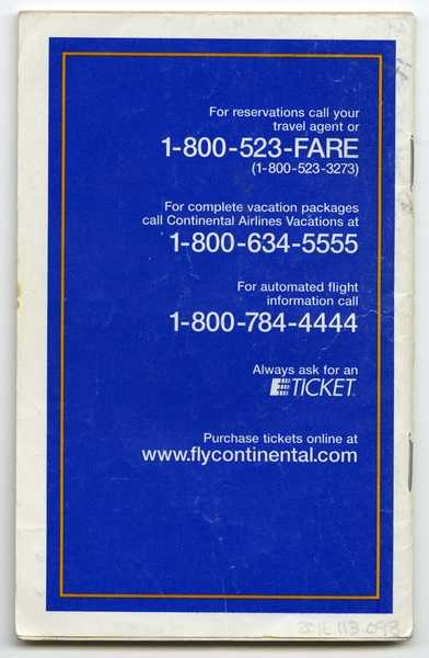 Image: system timetable: Continental Airlines