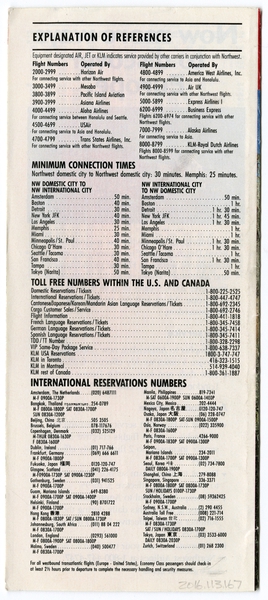 Image: timetable: Northwest Airlines