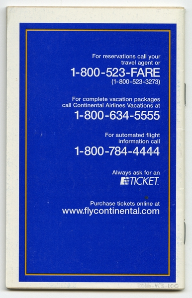 Image: system timetable: Continental Airlines