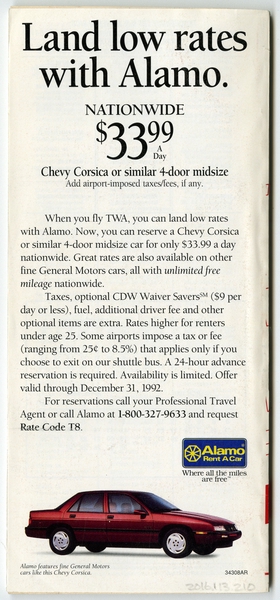 Image: timetable: TWA (Trans World Airlines)