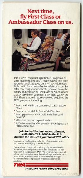 Image: timetable: TWA (Trans World Airlines)