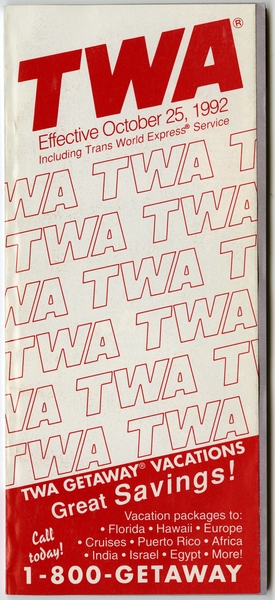 Image: timetable: TWA (Trans World Airlines)