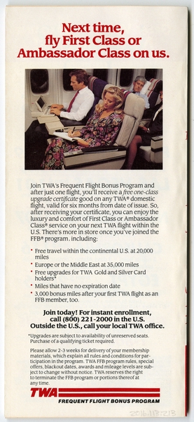 Image: timetable: TWA (Trans World Airlines)