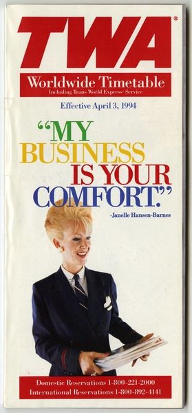 Image: timetable: TWA (Trans World Airlines)