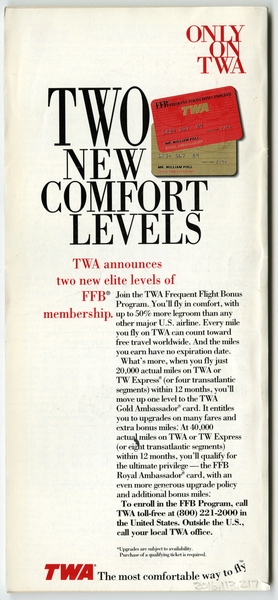 Image: timetable: TWA (Trans World Airlines)