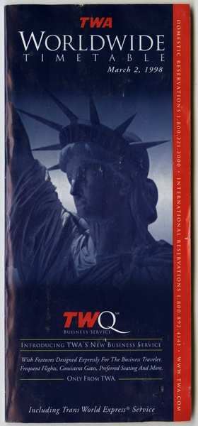 Image: timetable: TWA (Trans World Airlines)