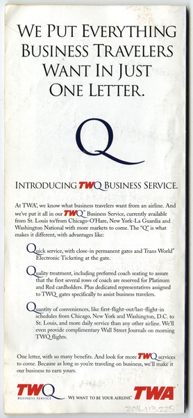 Image: timetable: TWA (Trans World Airlines)