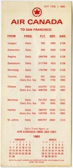 Image: timetable: Air Canada, quick reference, San Francisco