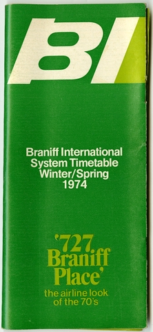 Timetable: Braniff International, winter/spring schedule