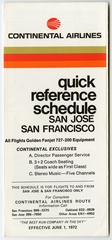 Image: timetable: Continental Airlines, quick reference, San Jose and San Francisco